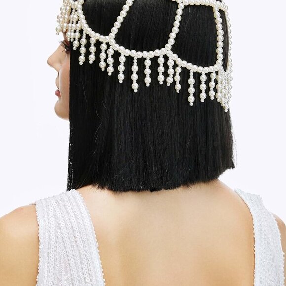 1920s Pearl Flapper Headpiece Roaring Gatsby Bead Bridal Cosplay main image 6